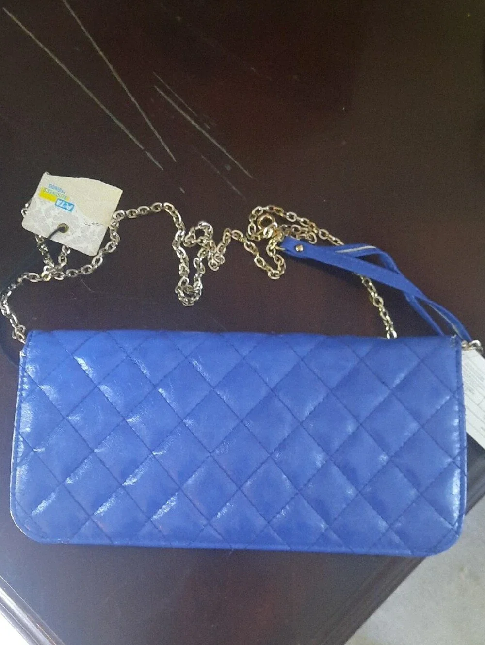 Urban Expressions Blue Quilted Chain Clutch